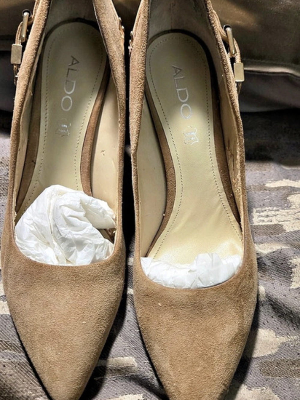 ALDO Pointed Toe Buckle Heels in Brown
